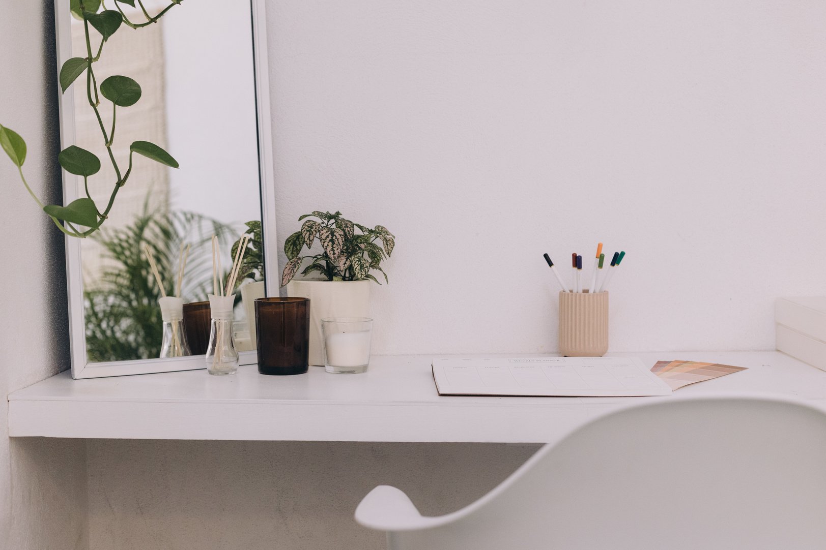 Minimalist Study Room Interior with Plants